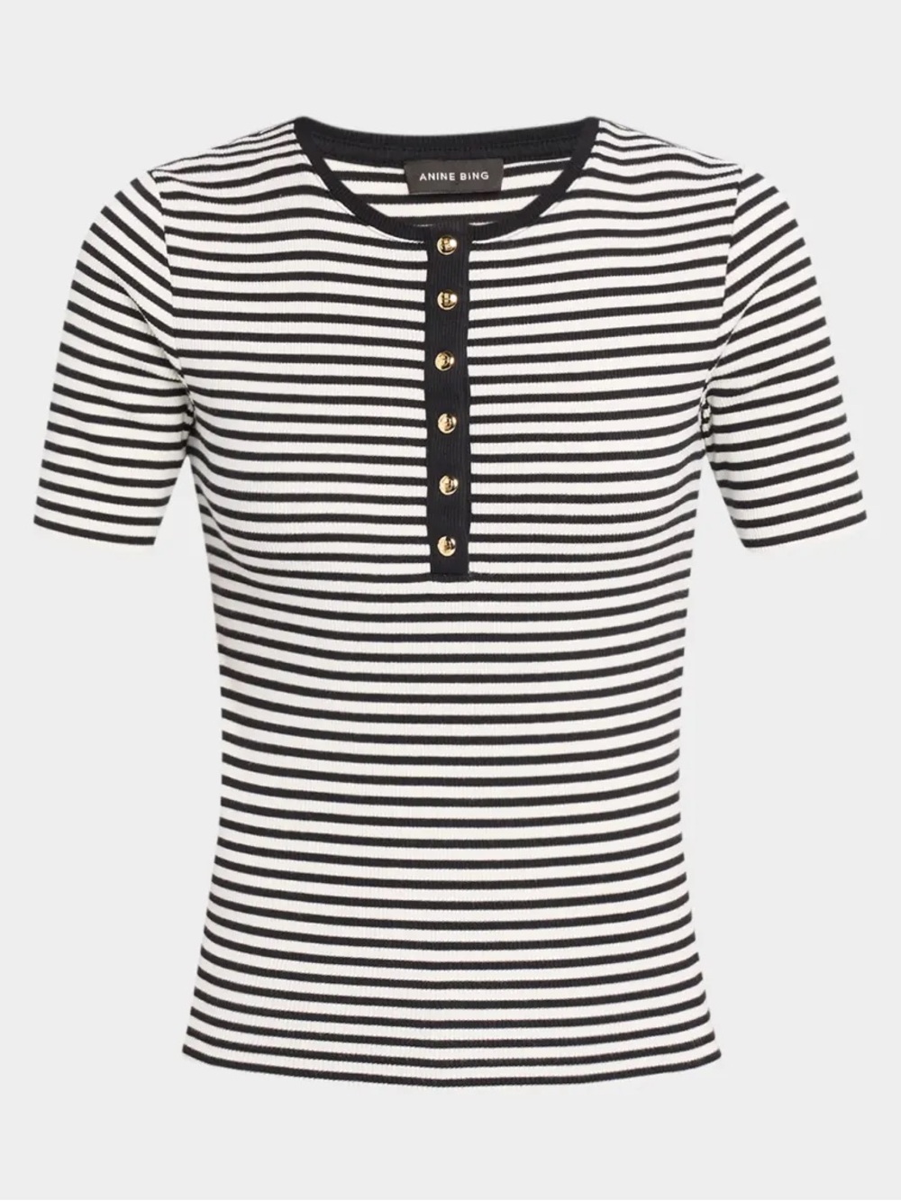 Anine Bing Alessia Stripe Short-Sleeve Tee Size Small